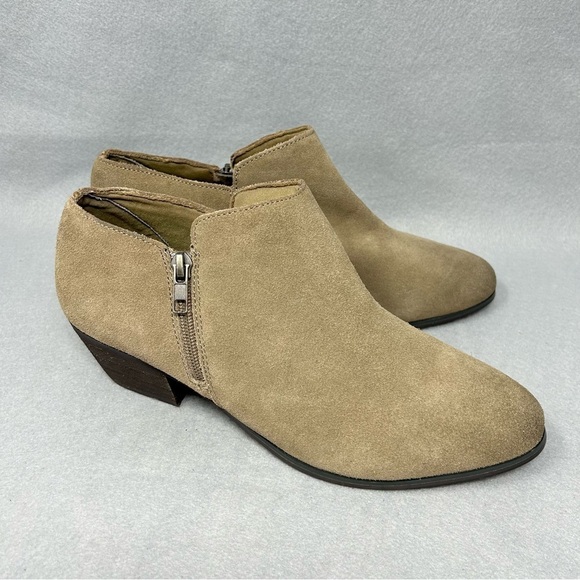 Very Volatile Los Angeles Heeled Ankle Bootie Womens 10 Tan Suede Zip Up - Picture 2 of 13